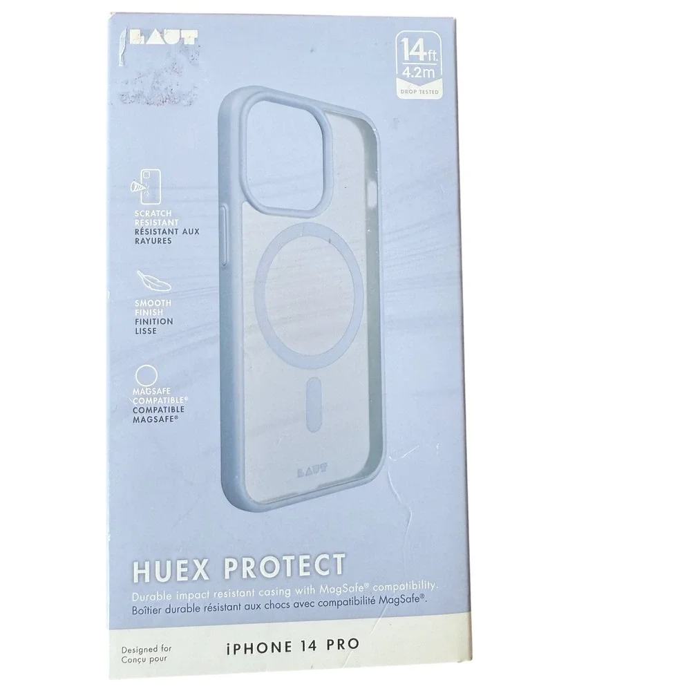 LAUT Huex Protect iPhone 14 Pro Case Ocean Blue MagSafe 14ft Drop Protection